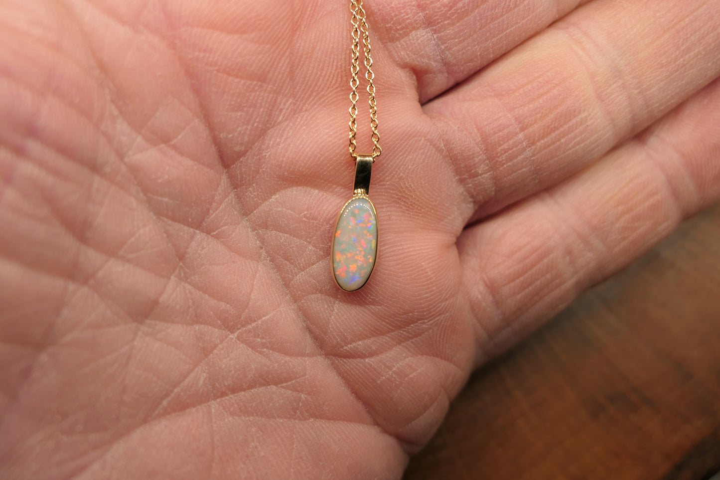 18k gold opal pendant