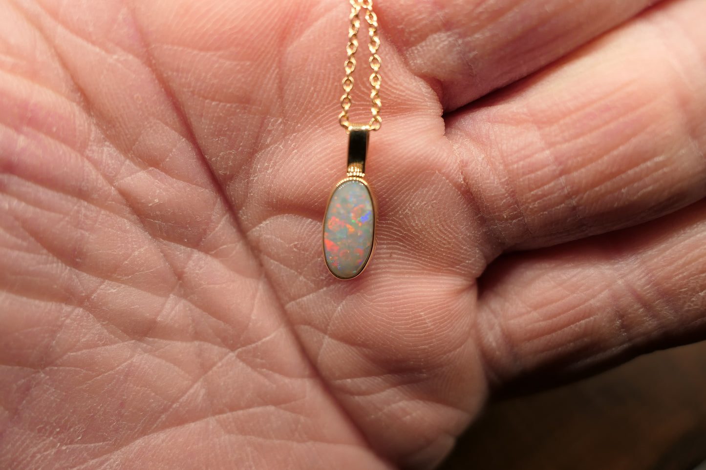 18k gold opal pendant