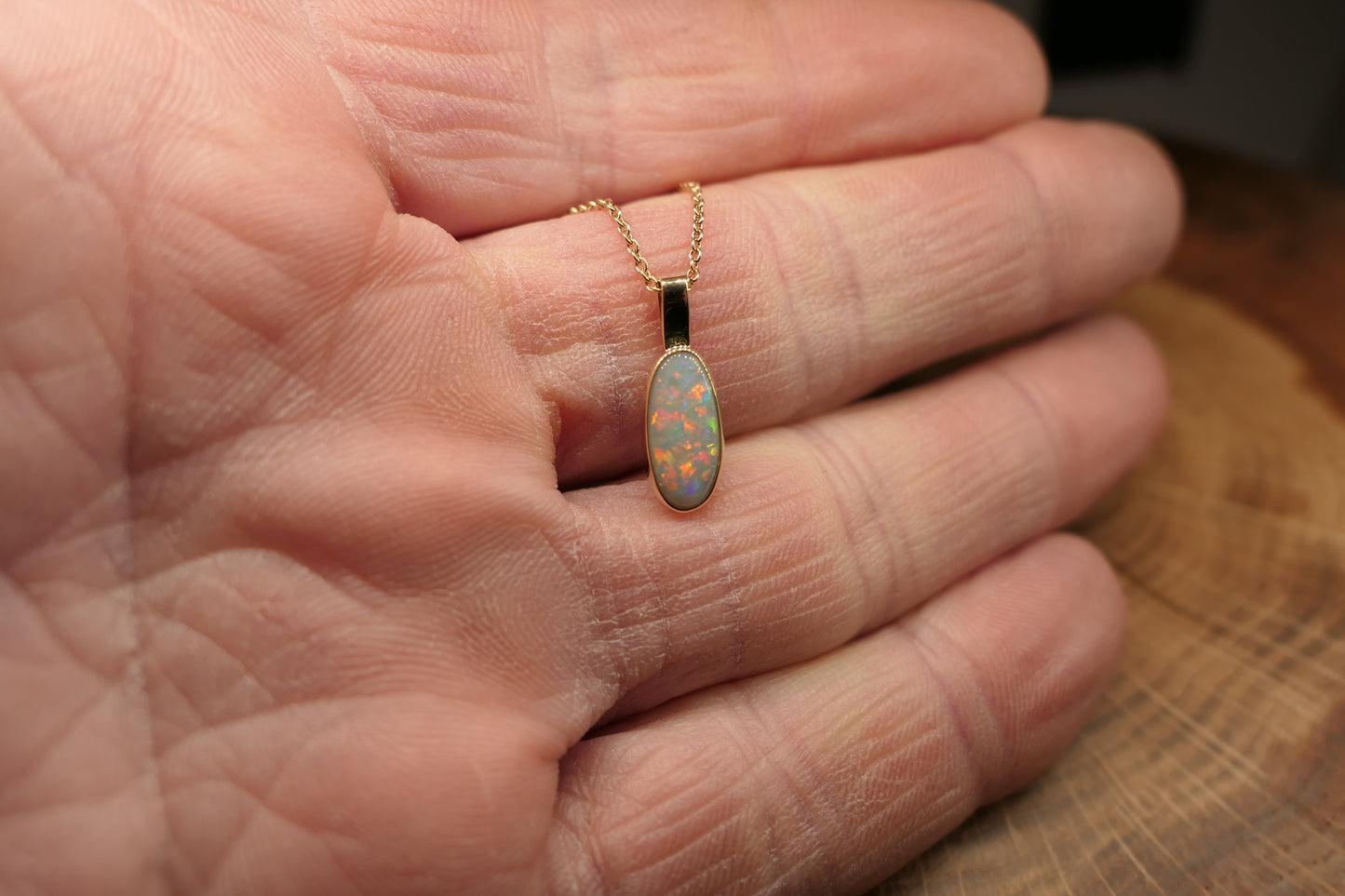 18k gold opal pendant