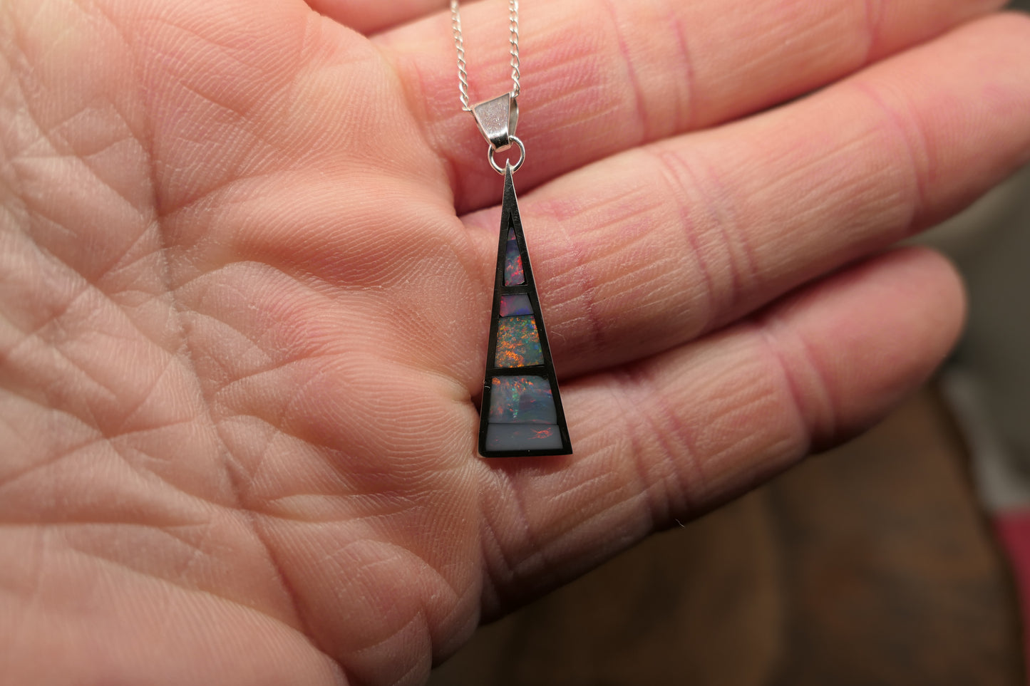 Silver opal inlay pendant