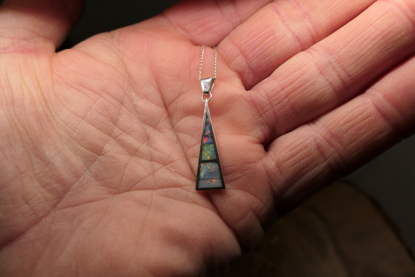 Silver opal inlay pendant