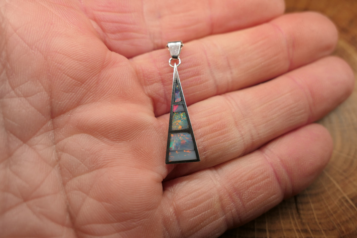 Silver opal inlay pendant