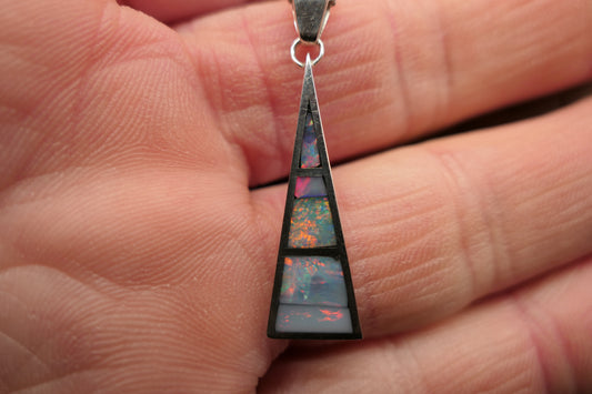 Silver opal inlay pendant