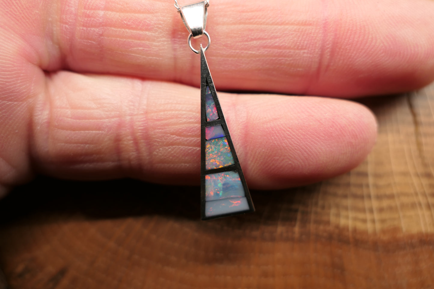 Silver opal inlay pendant
