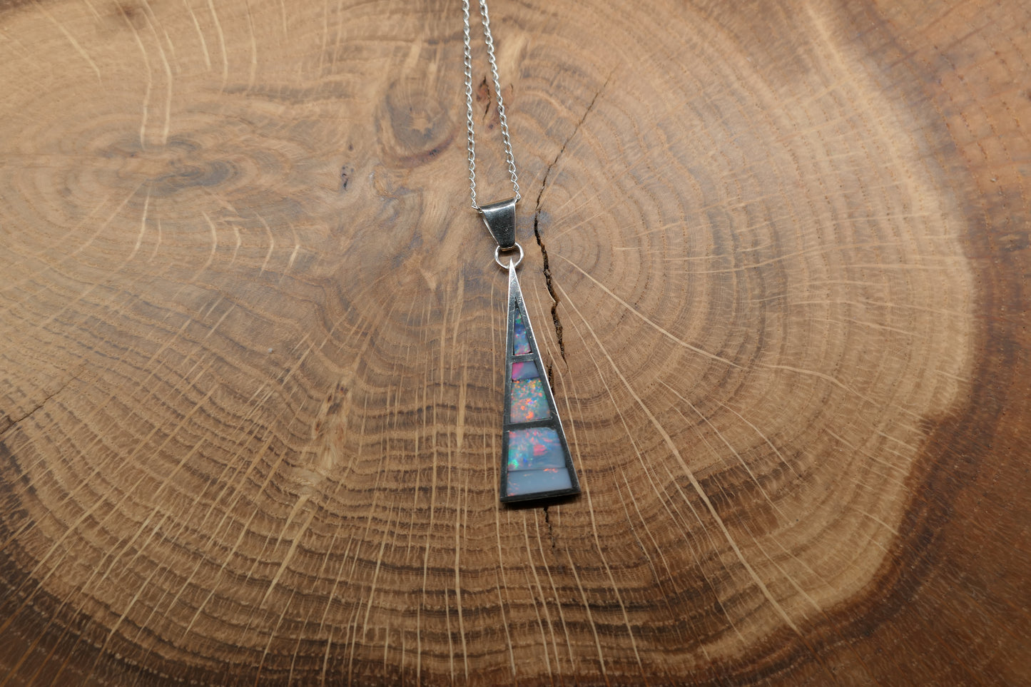 Silver opal inlay pendant