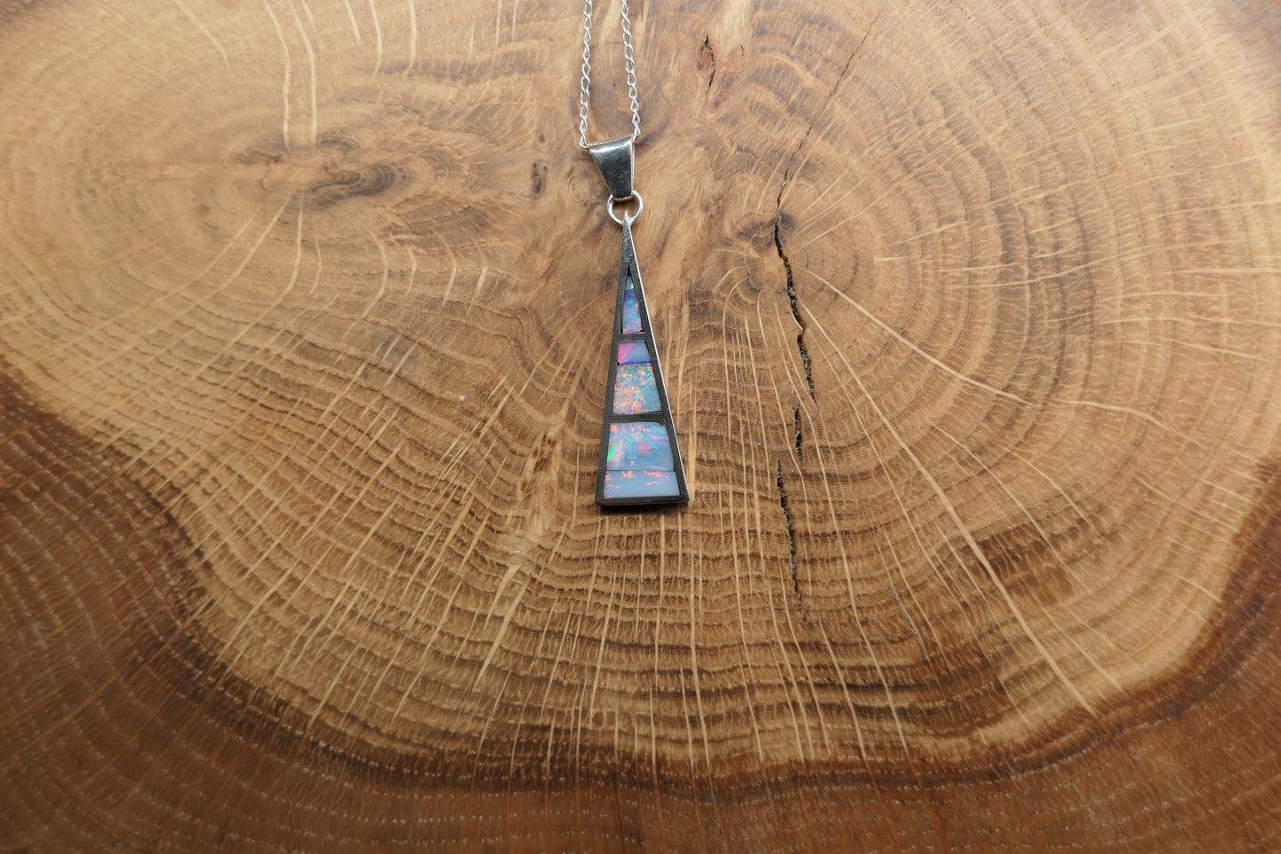 Silver opal inlay pendant