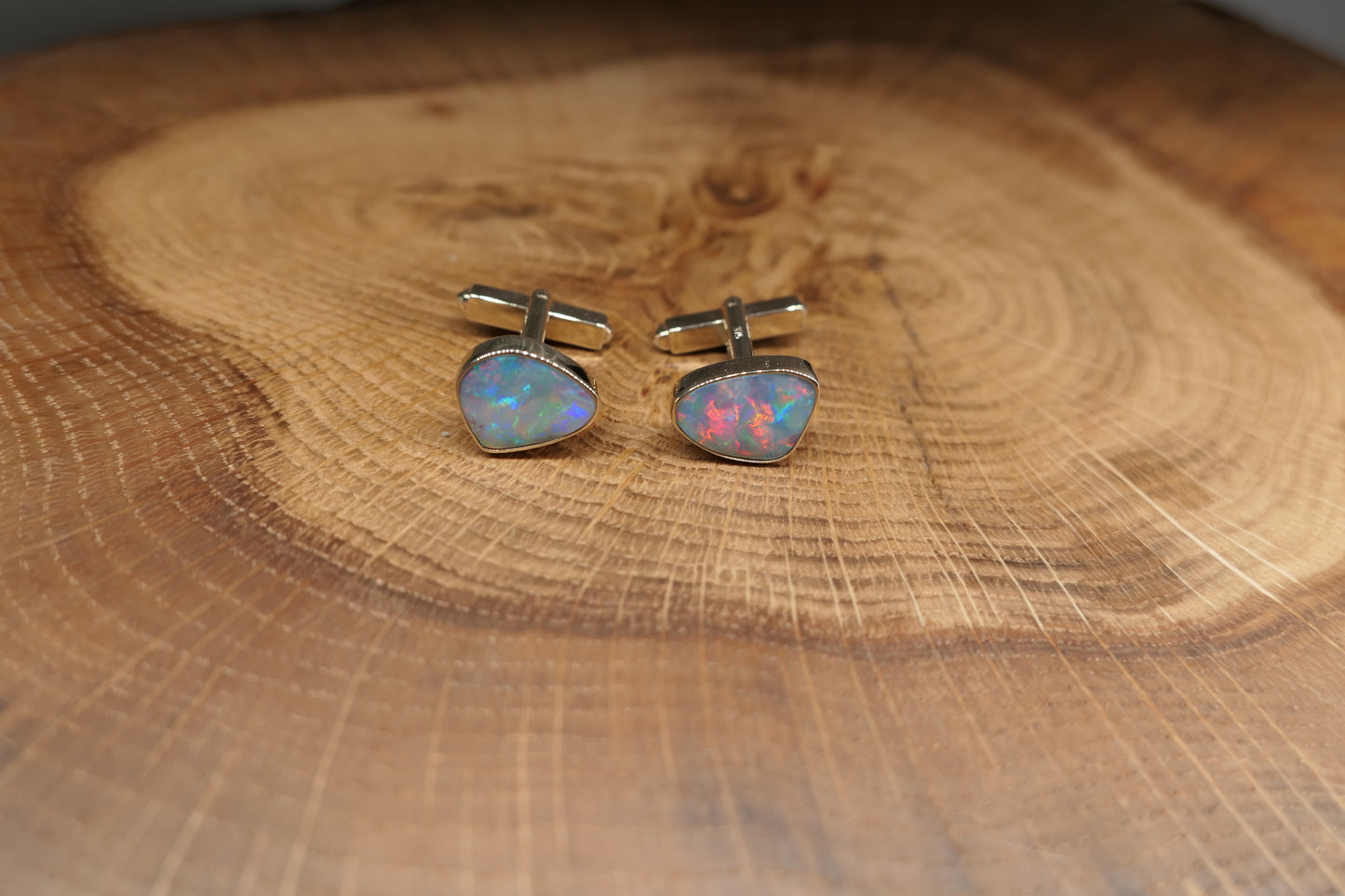 9k gold opal cufflinks