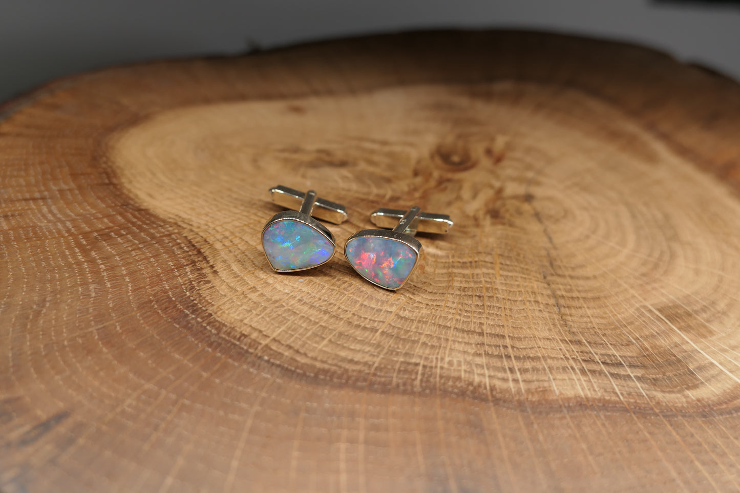 9k gold opal cufflinks