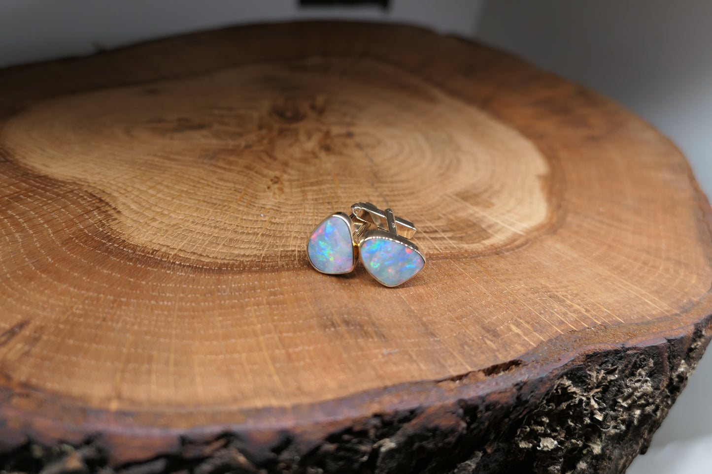 9k gold opal cufflinks