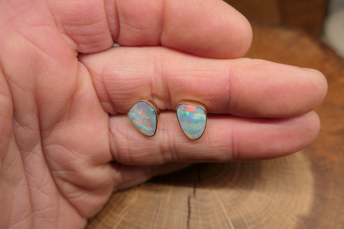 9k gold opal cufflinks