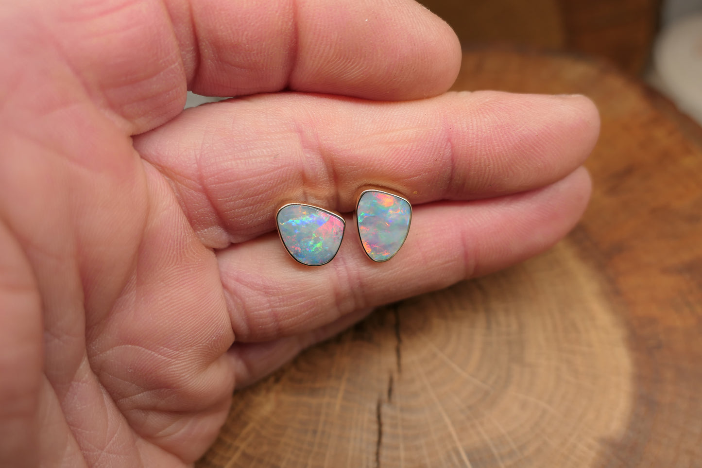 9k gold opal cufflinks