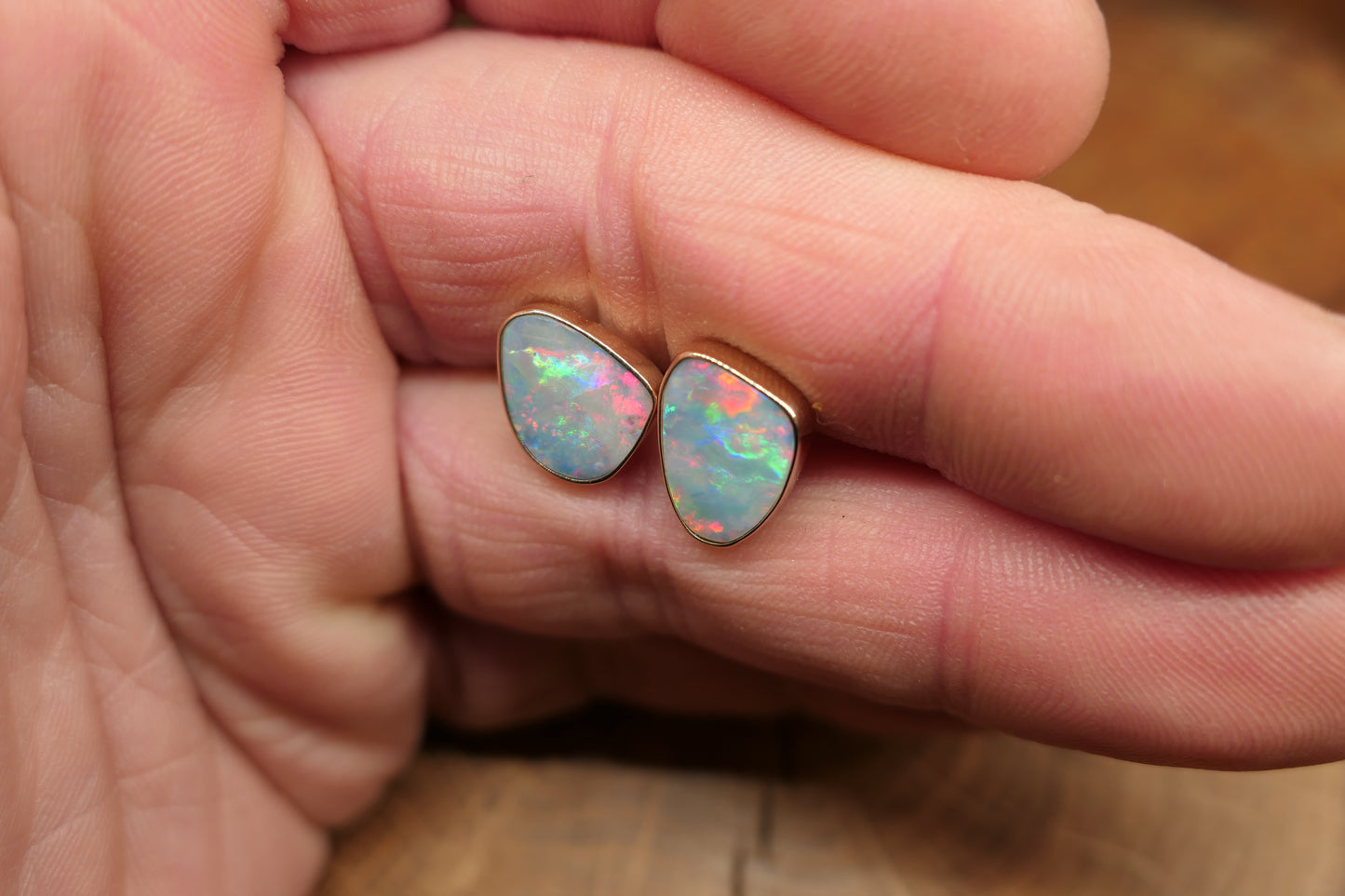 9k gold opal cufflinks
