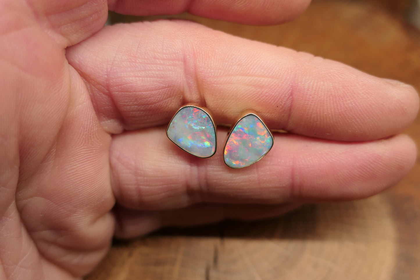 9k gold opal cufflinks