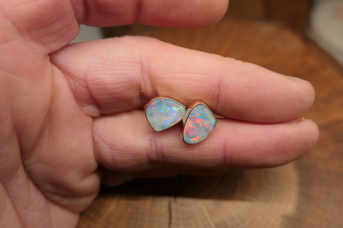 9k gold opal cufflinks