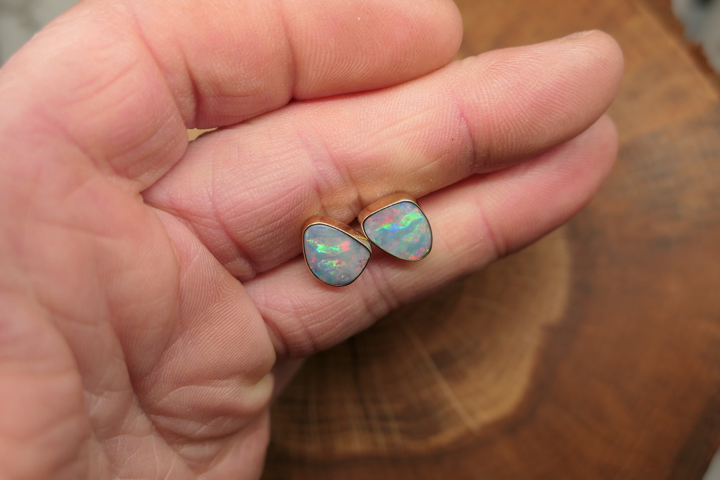 9k gold opal cufflinks