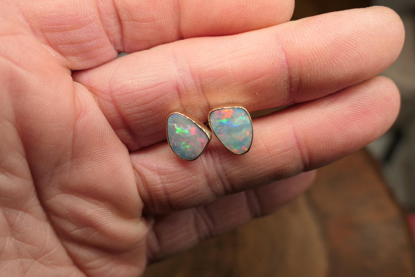 9k gold opal cufflinks