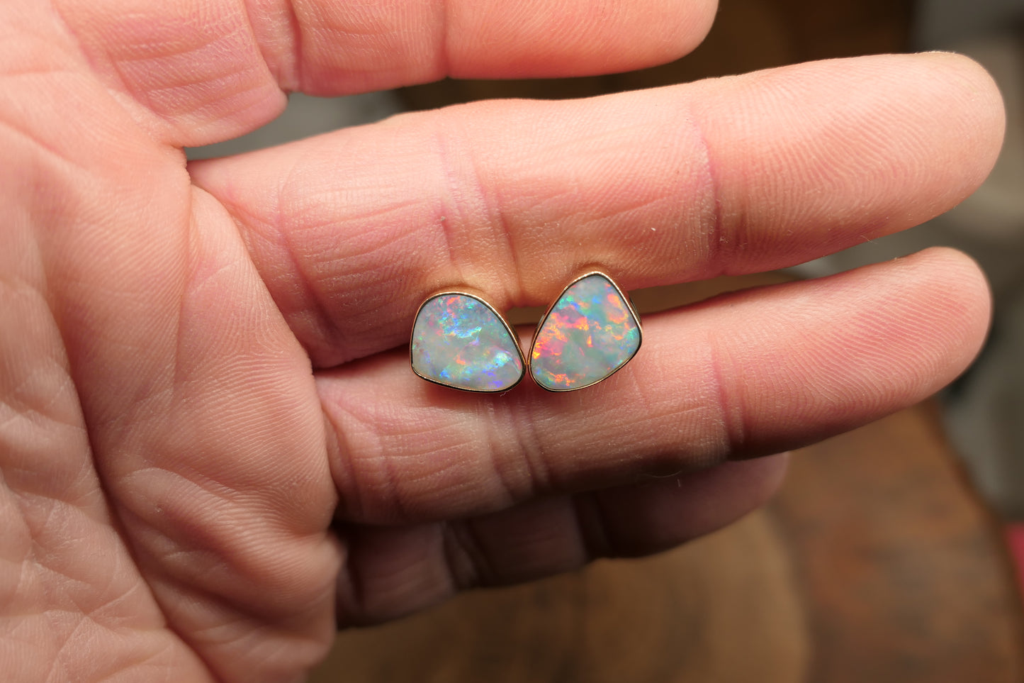 9k gold opal cufflinks