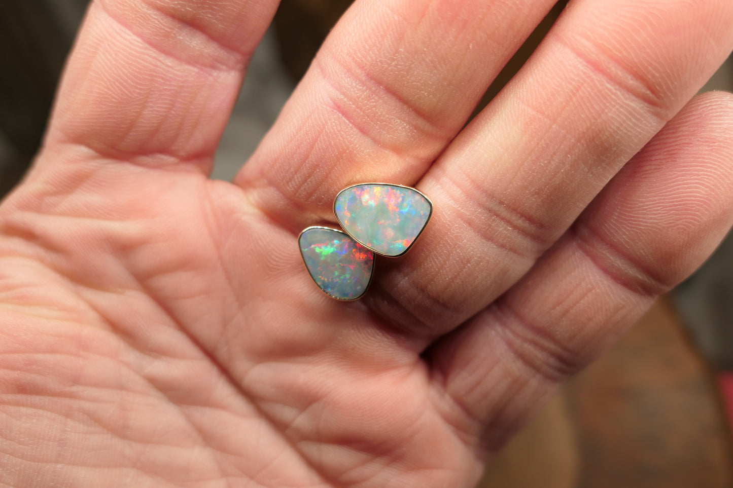 9k gold opal cufflinks