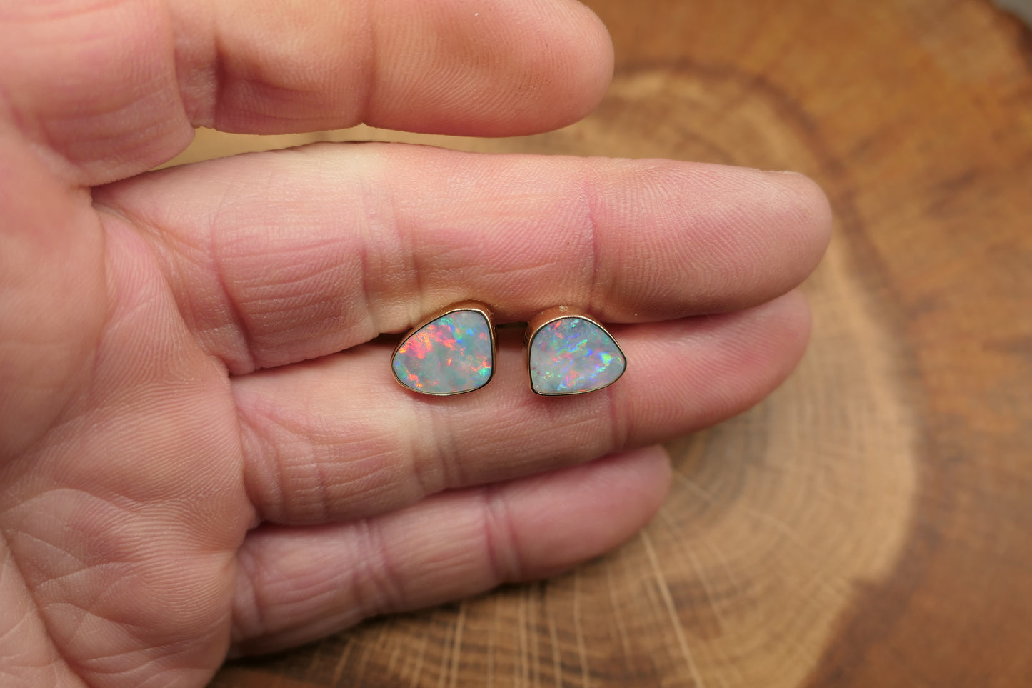 9k gold opal cufflinks