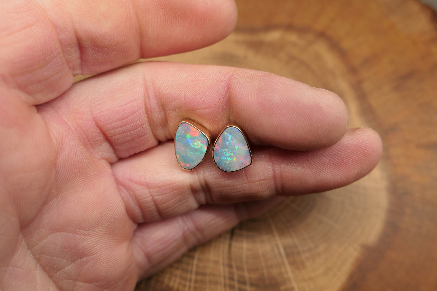 9k gold opal cufflinks
