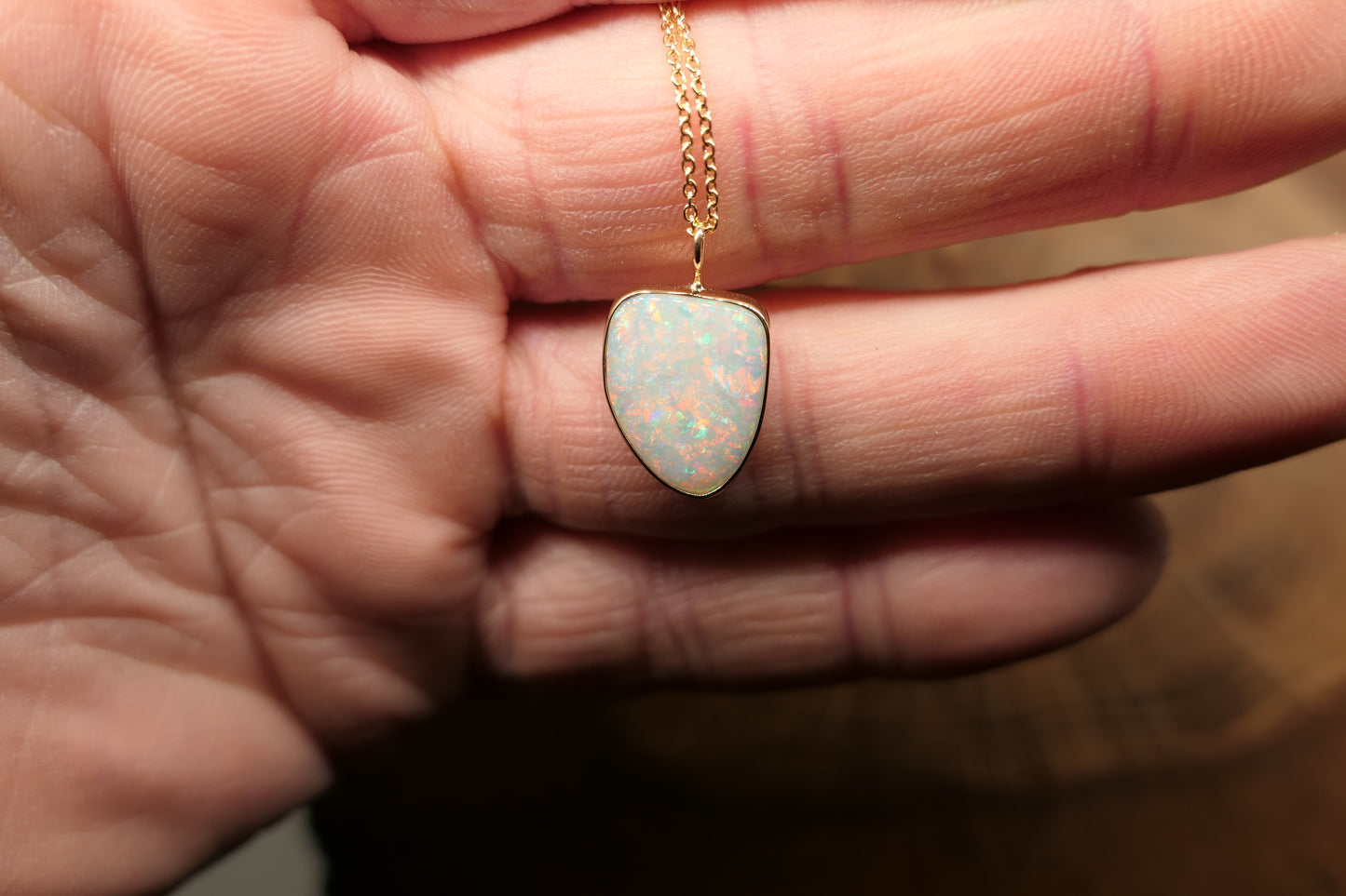 18k gold opal pendant