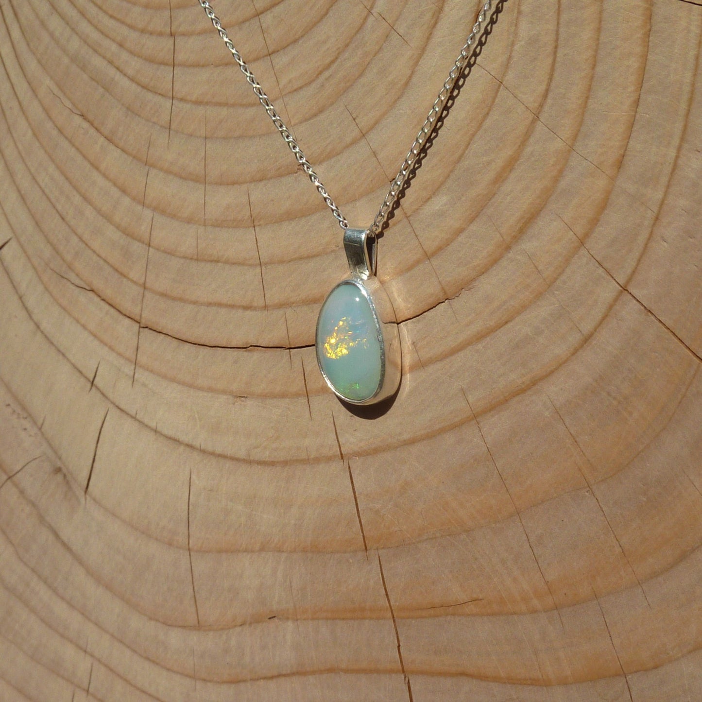 Silver opal pendant