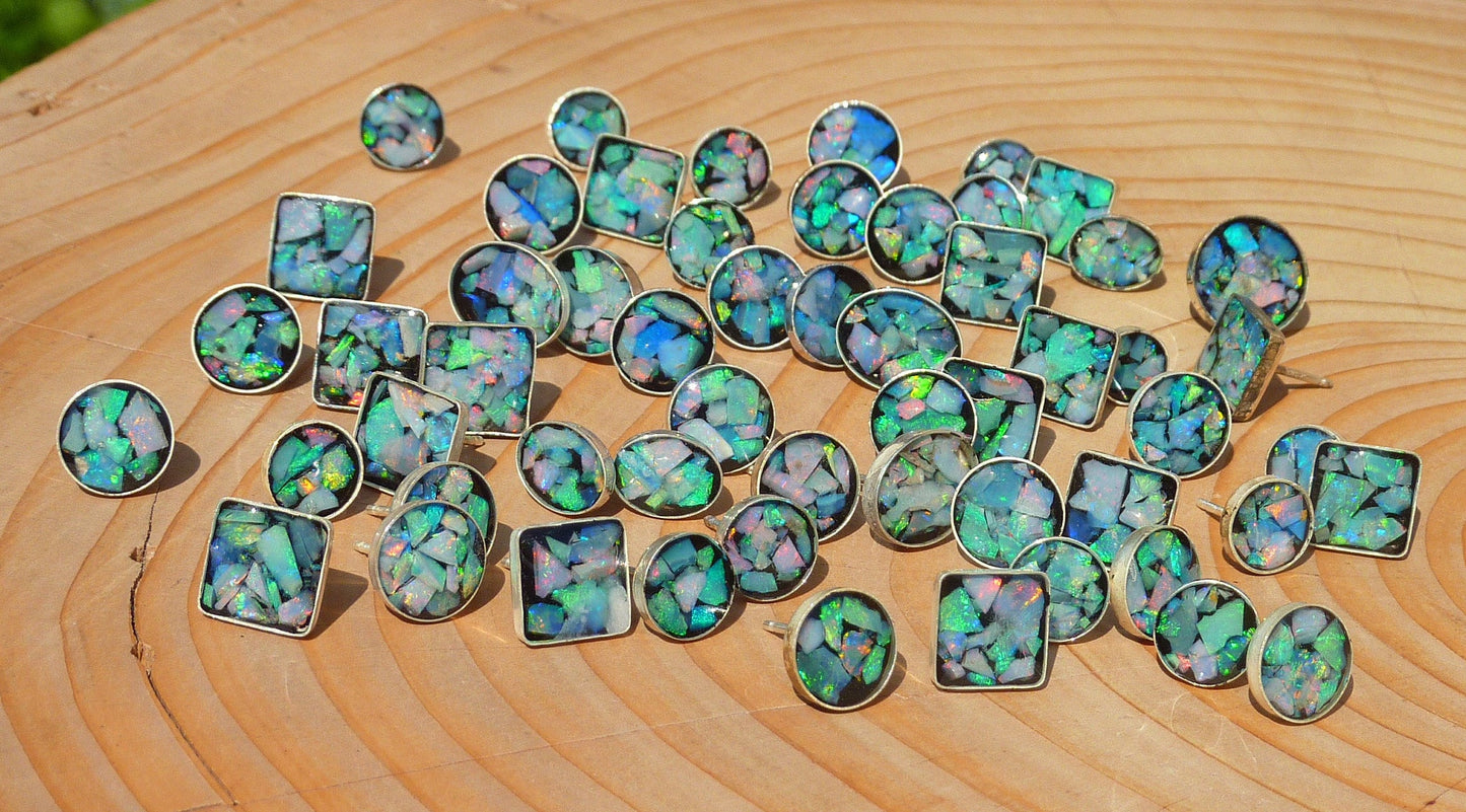 Opal inlay stud earrings