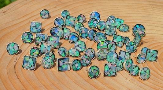 Opal inlay stud earrings