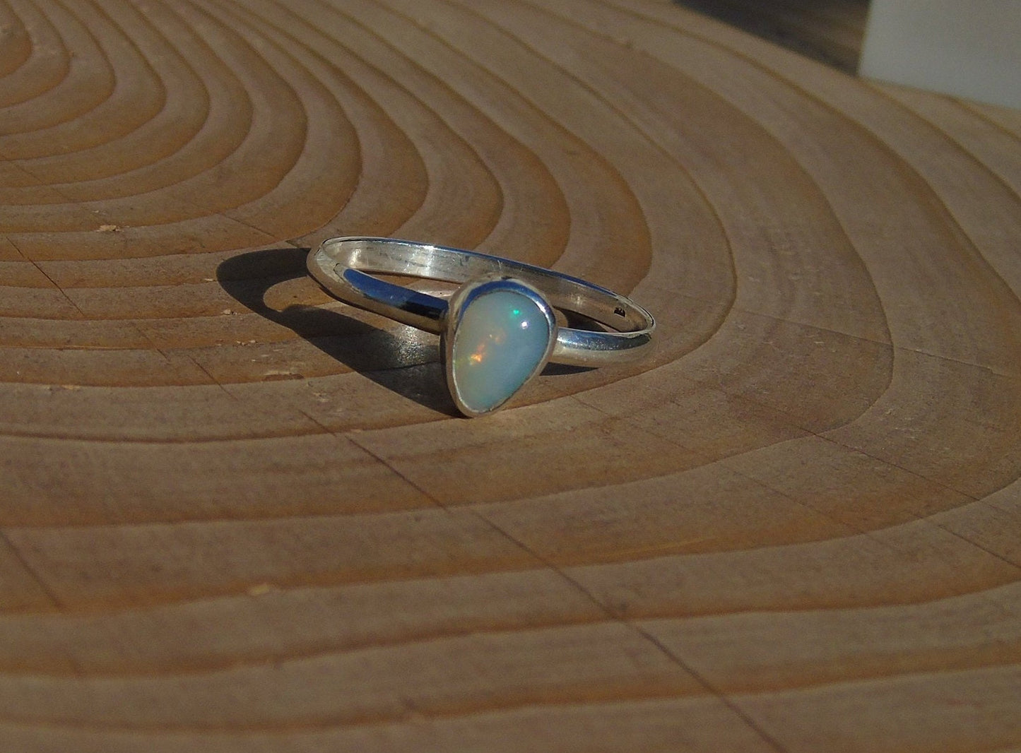 Silver opal ring size P/7.25