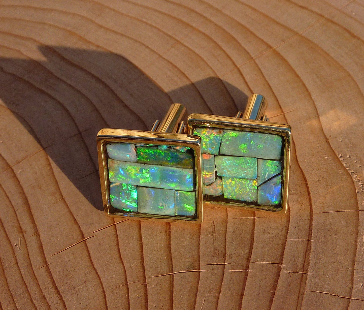 Heavyweight 9k gold opal cufflinks