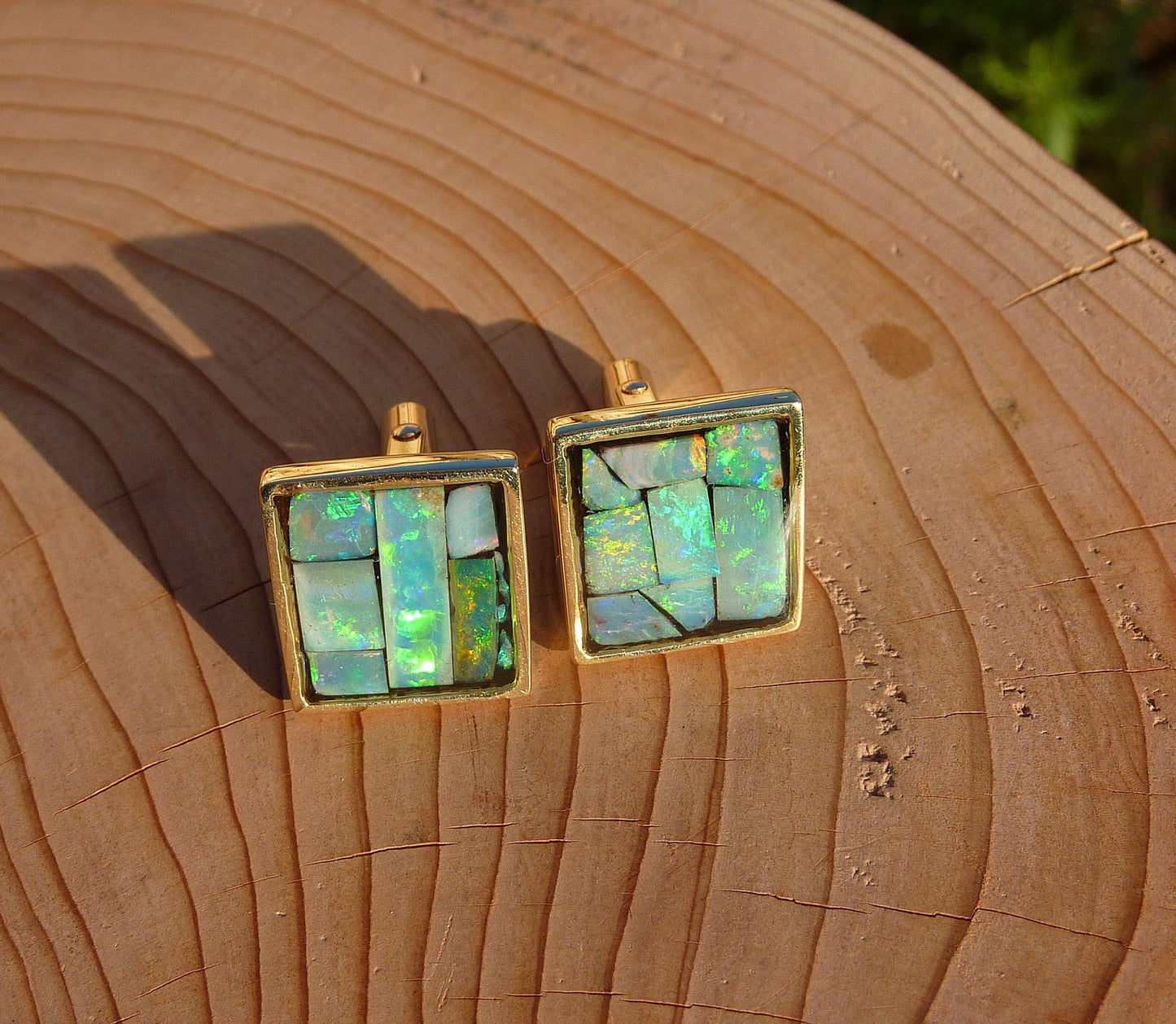 Heavyweight 9k gold opal cufflinks