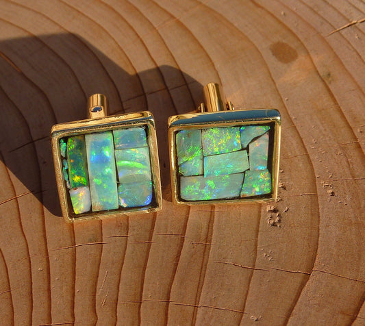 Heavyweight 9k gold opal cufflinks