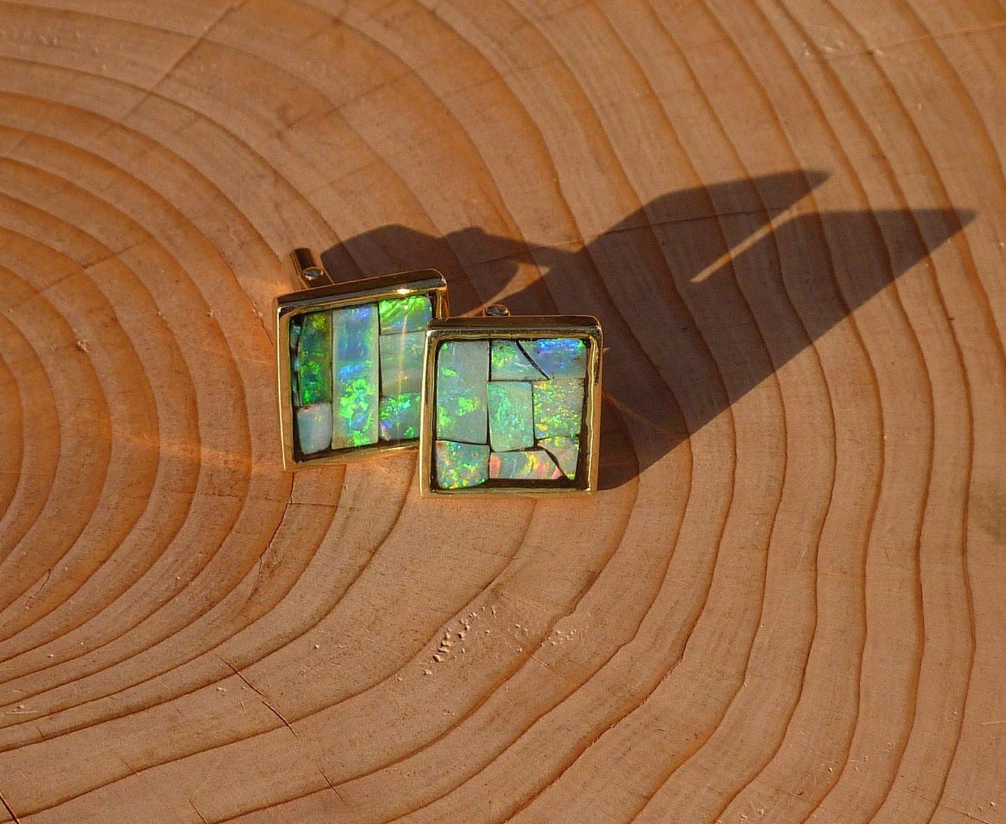 Heavyweight 9k gold opal cufflinks