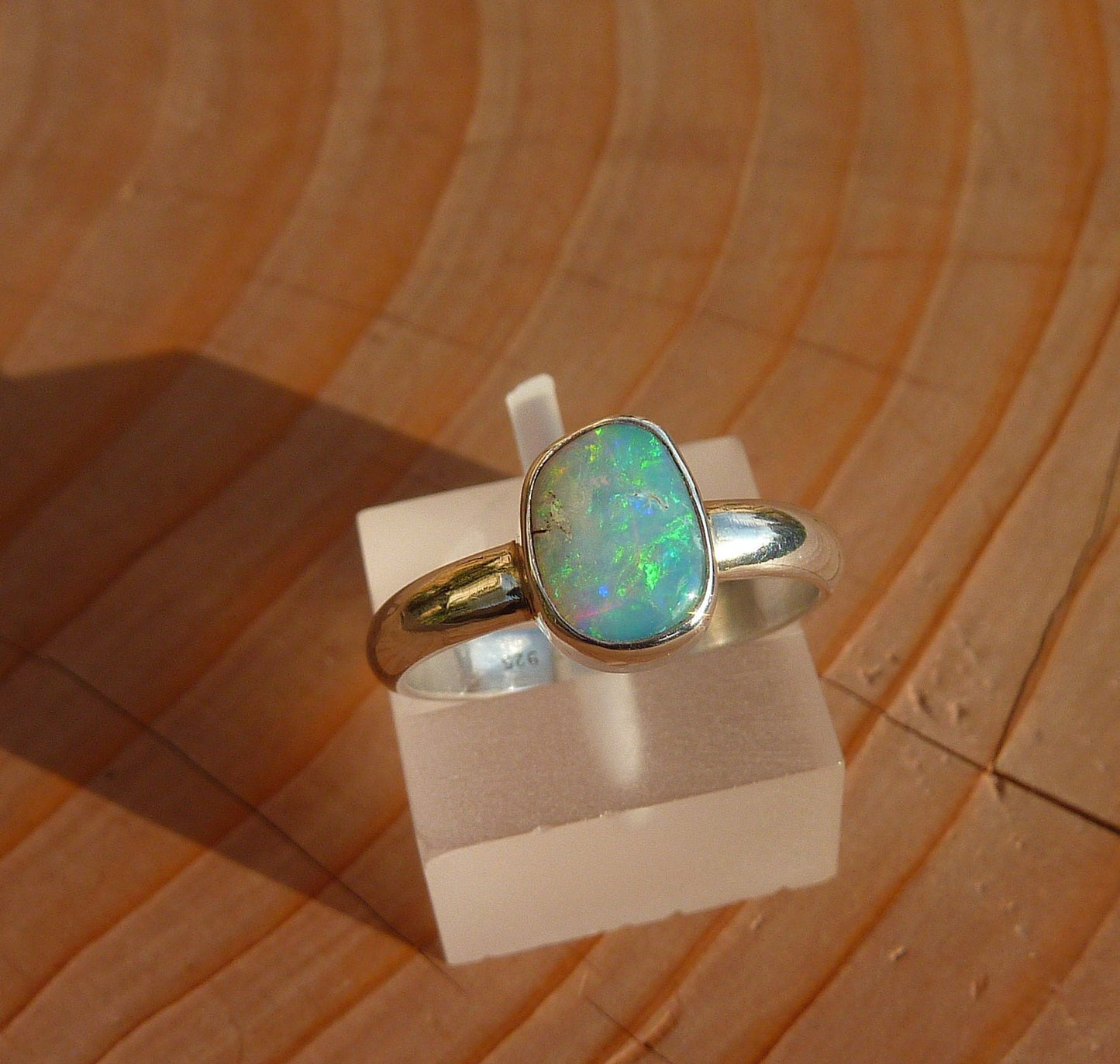 Solid opal ring size J-1/2