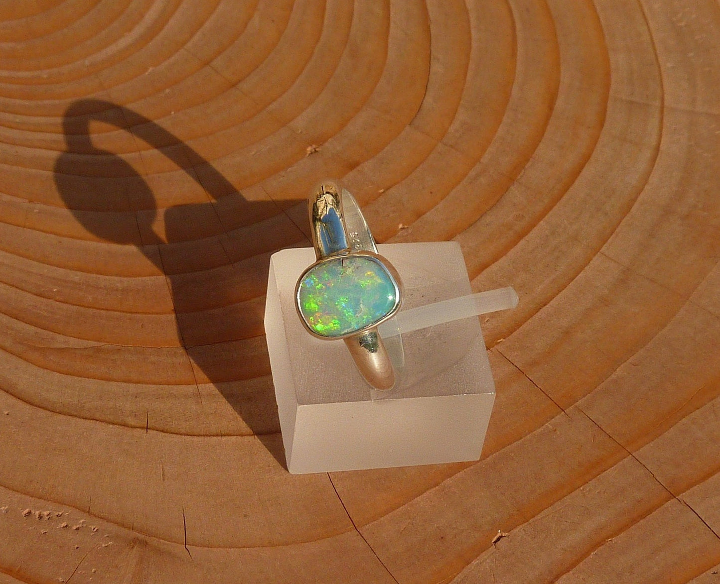 Solid opal ring size J-1/2