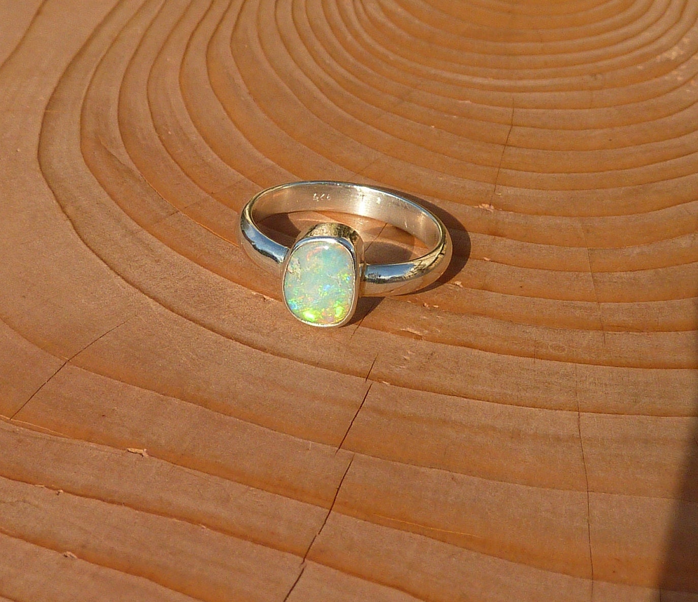 Solid opal ring size J-1/2