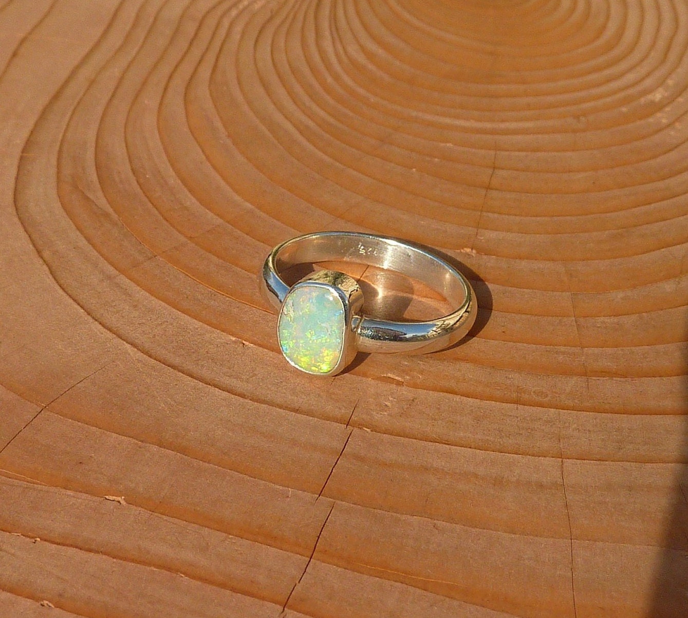 Solid opal ring size J-1/2