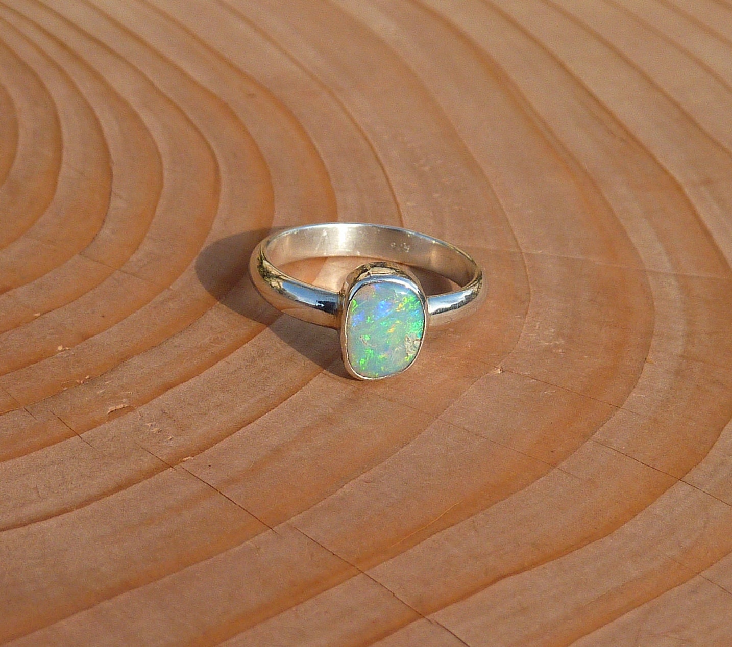 Solid opal ring size J-1/2