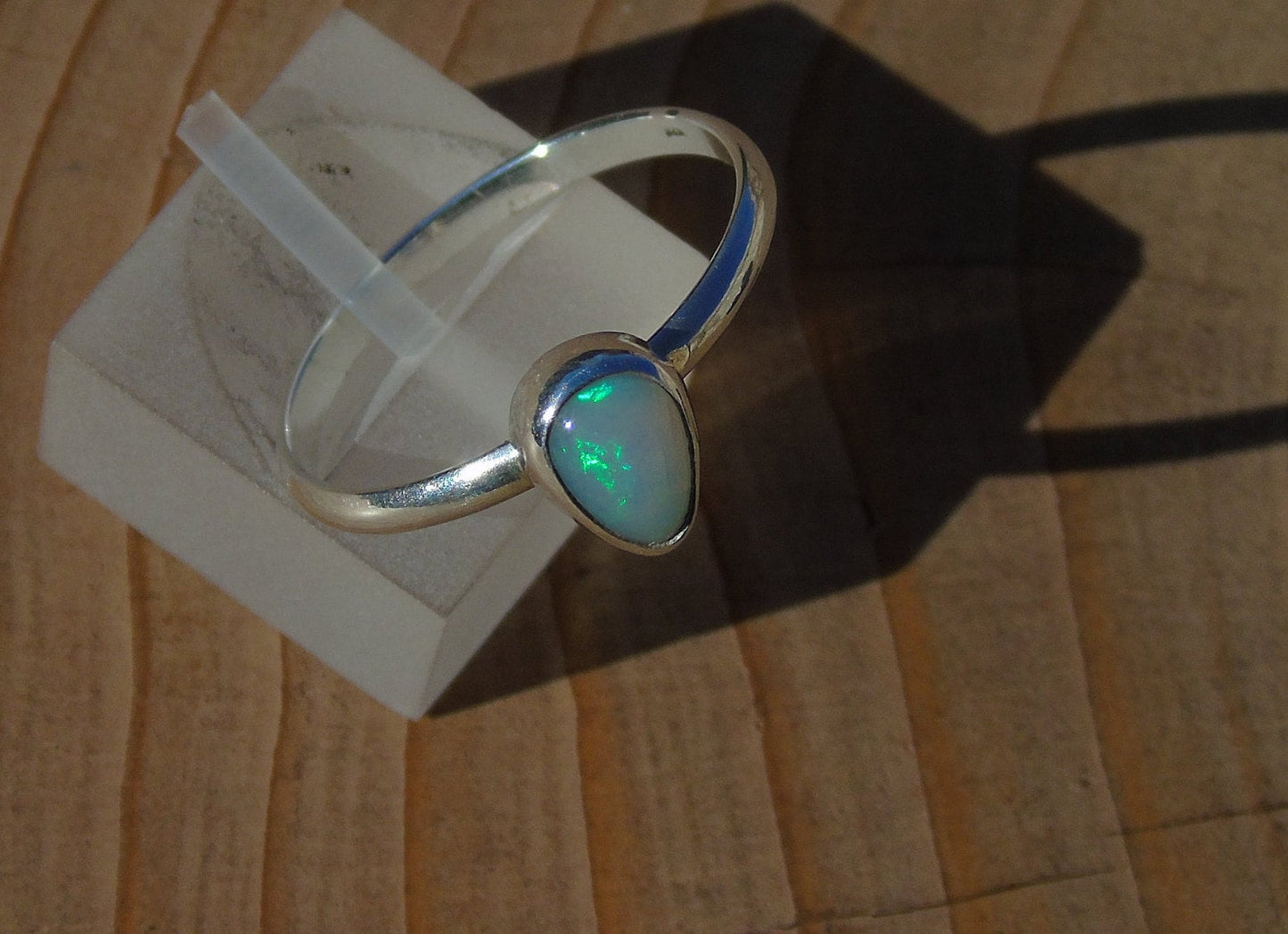 Silver opal ring size P/7.25