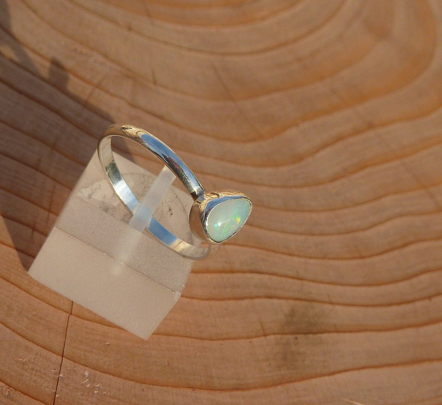 Silver opal ring size P/7.25