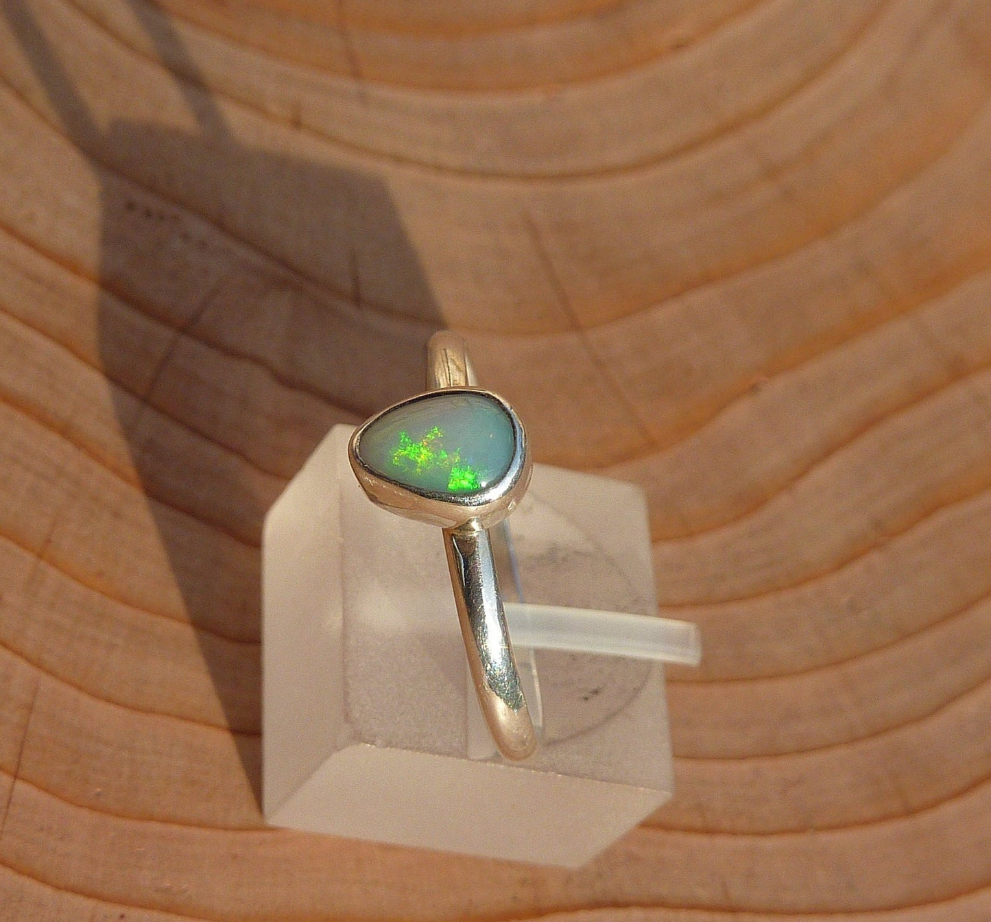 Silver opal ring size P/7.25