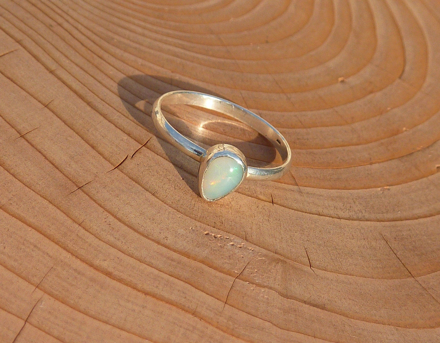 Silver opal ring size P/7.25