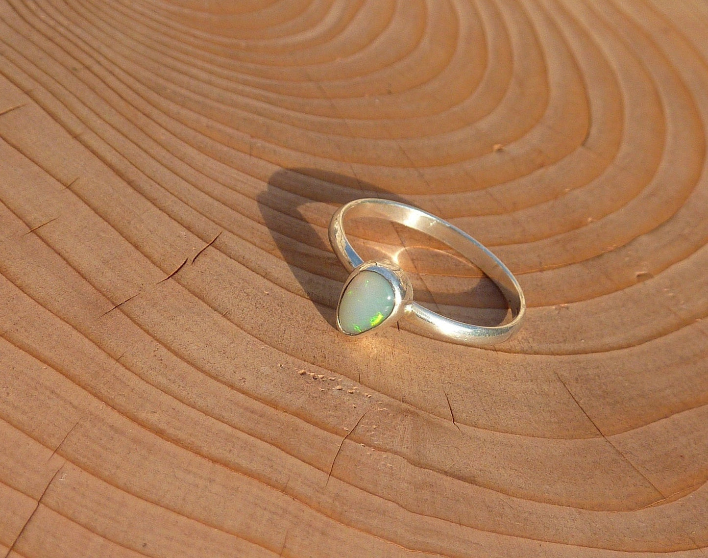 Silver opal ring size P/7.25