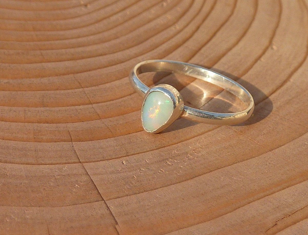 Silver opal ring size P/7.25