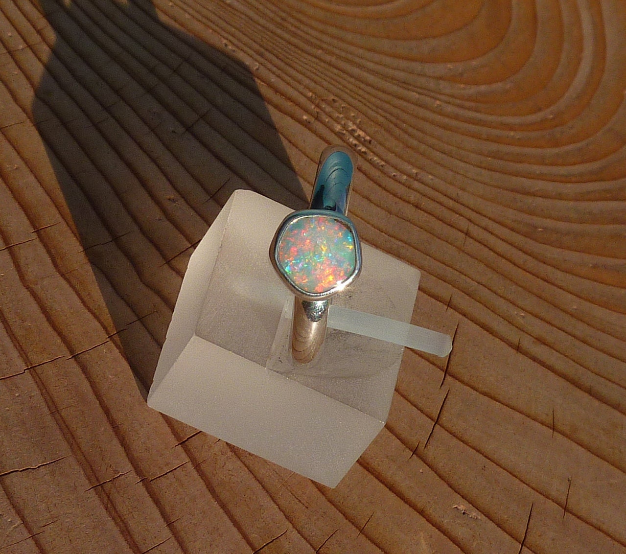 Silver opal ring size I