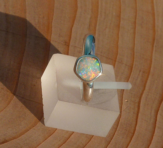 Silver opal ring size I