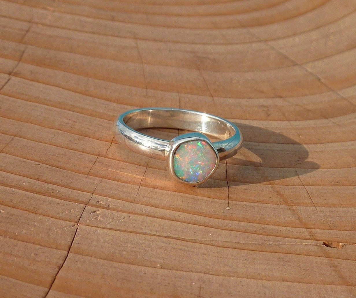 Silver opal ring size I