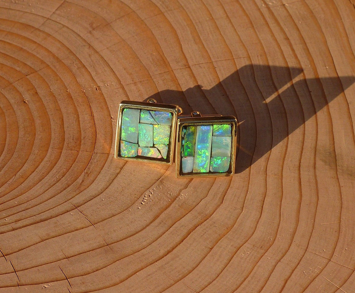 Heavyweight 9k gold opal cufflinks