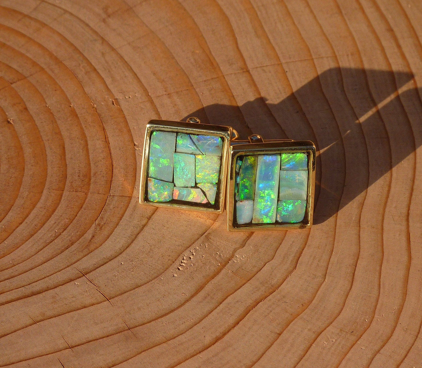 Heavyweight 9k gold opal cufflinks