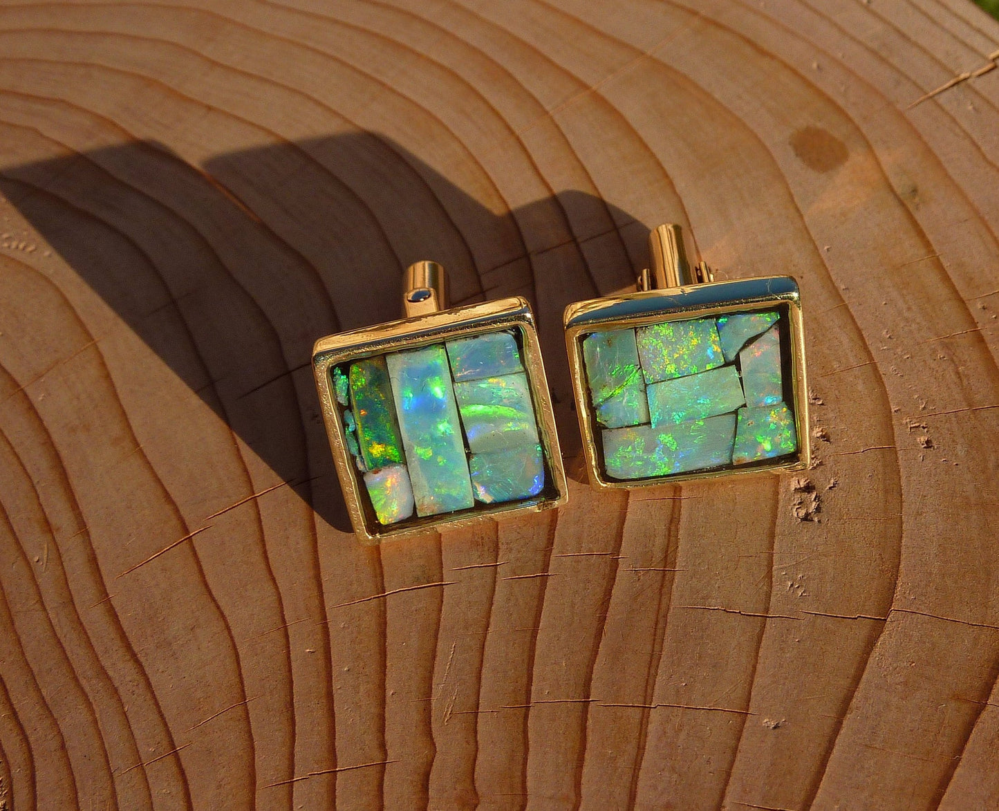 Heavyweight 9k gold opal cufflinks